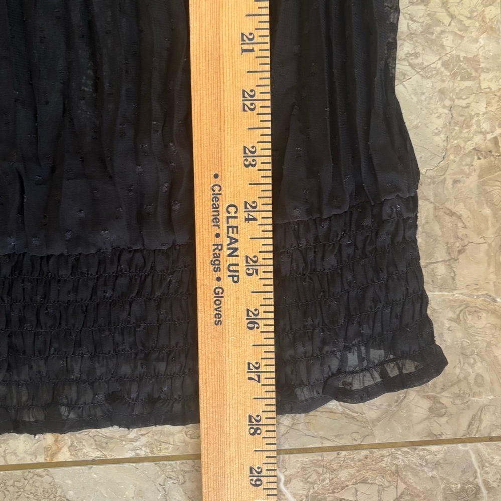 Lane Bryant Black Boho Sheer Pleated Crochet Peasant Top 14/16 W/ Tassels - Picture 9 of 9